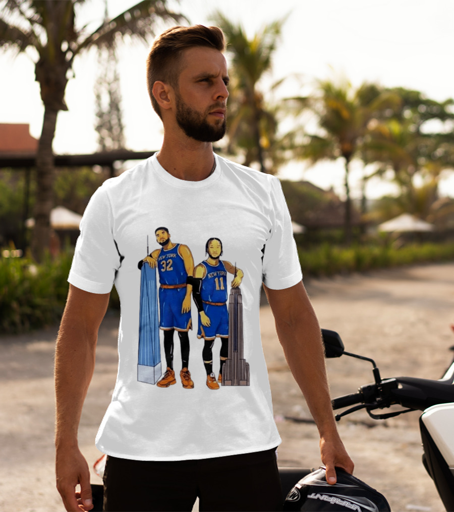 New York Knicks Jalen Brunson Karl Anthony Towns Skyline T-Shirt