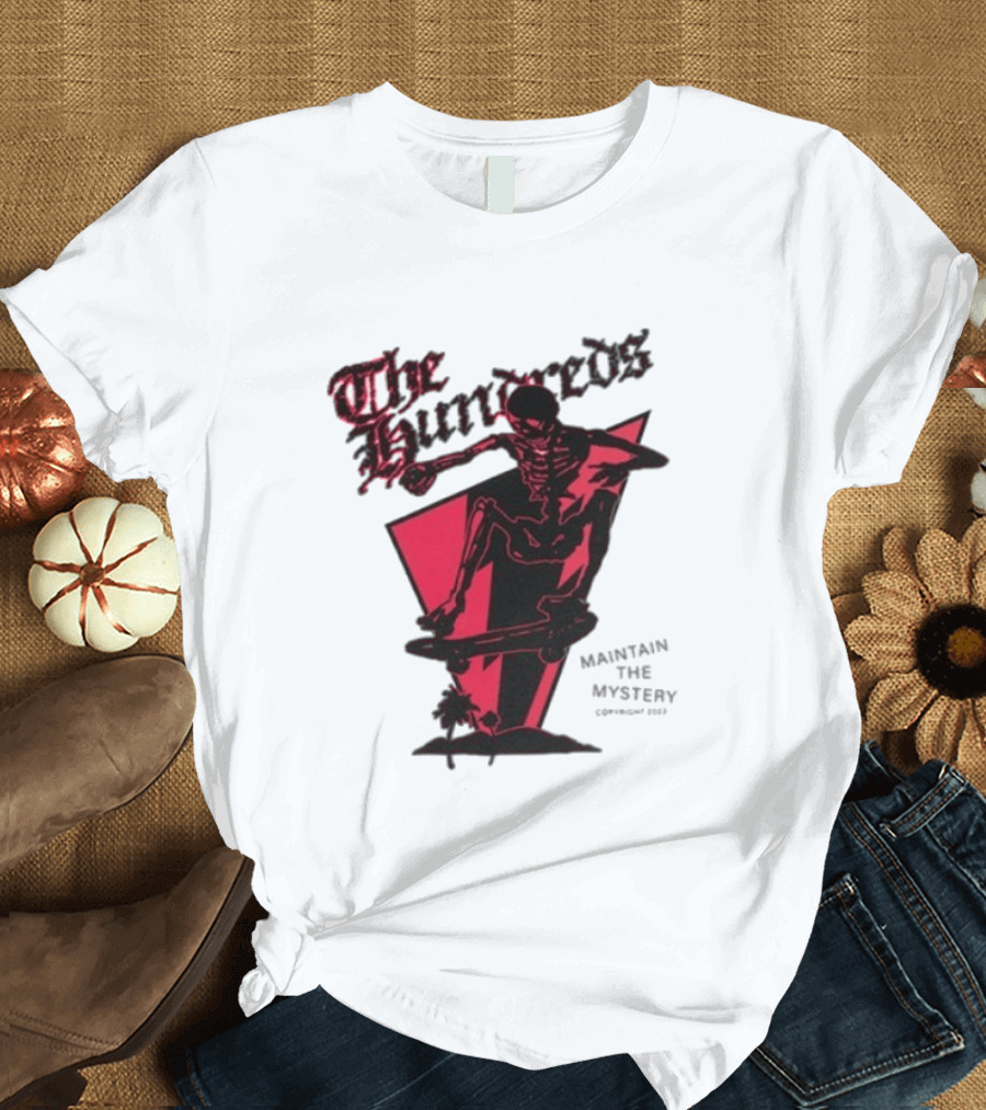 The Hundreds Skeleton Skateboard Maintain The Mystery Skull Mountain 2023 T-Shirt