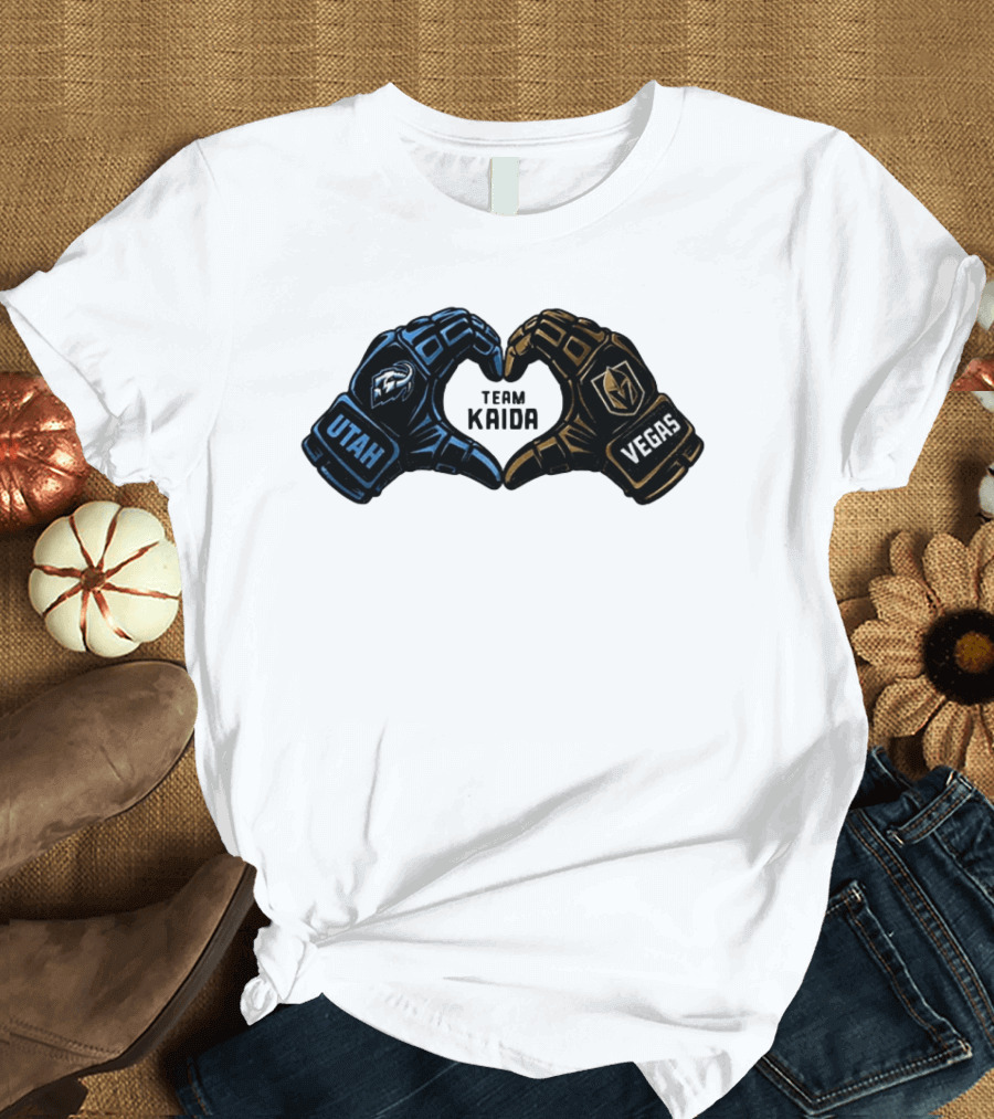 Utah Mammoth Vegas Golden Knights Team Kaida Heart Hands T-Shirt