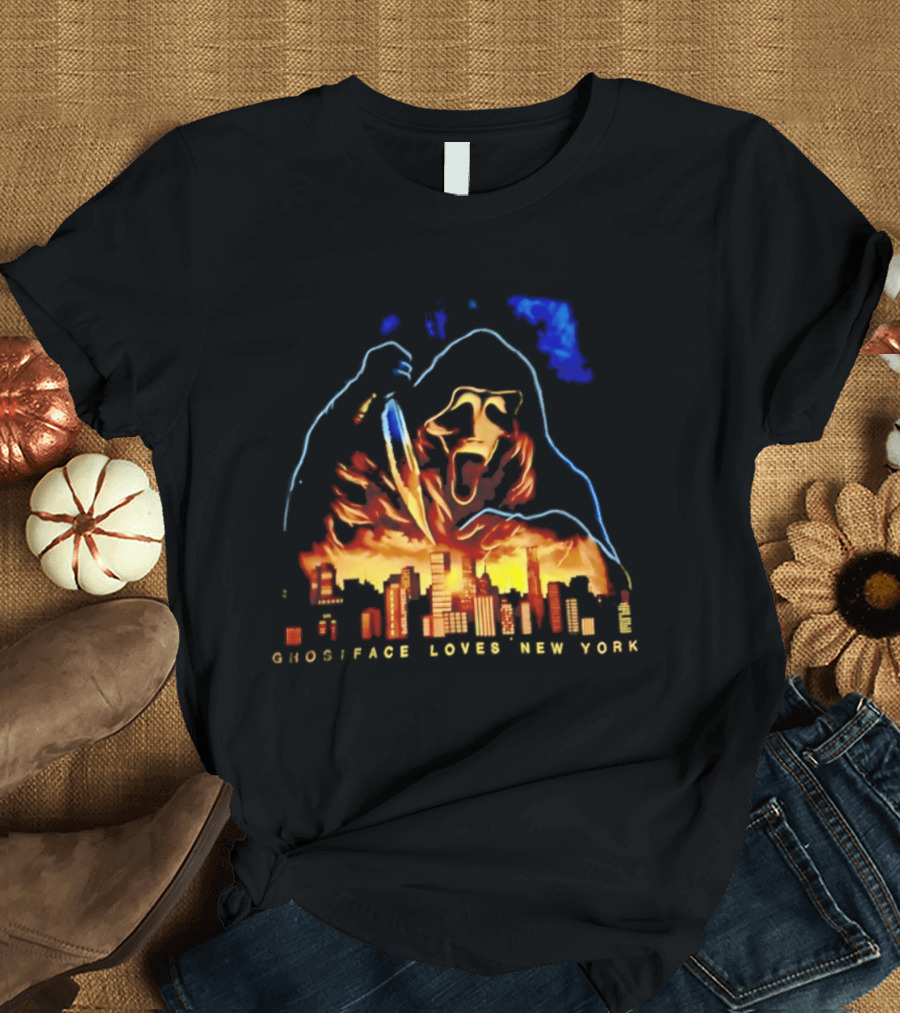 Ghostface Loves New York City Skyline Scream Urban Horror T-Shirt