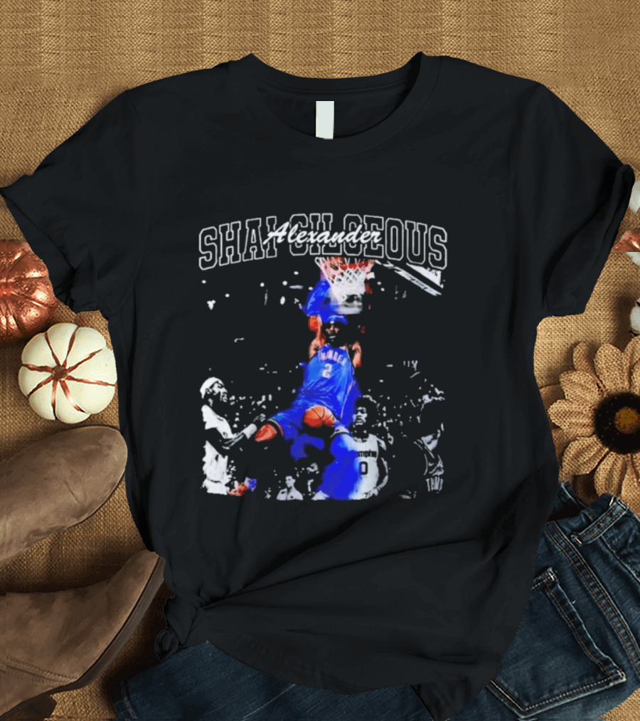 Shai Gilgeous Alexander Thunder Dunk Legacy Basketball Action T-Shirt