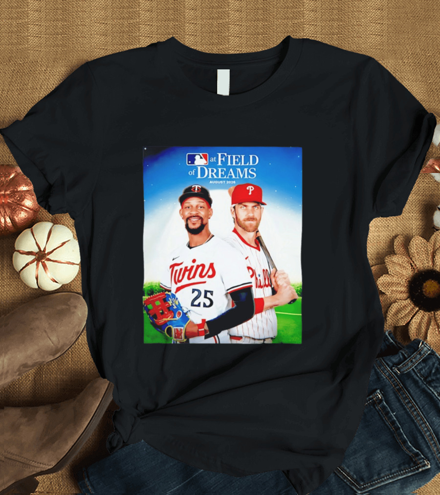 Twins Buxton Vs Phillies Harper MLB At Field Of Dreams August 2026 T-Shirt