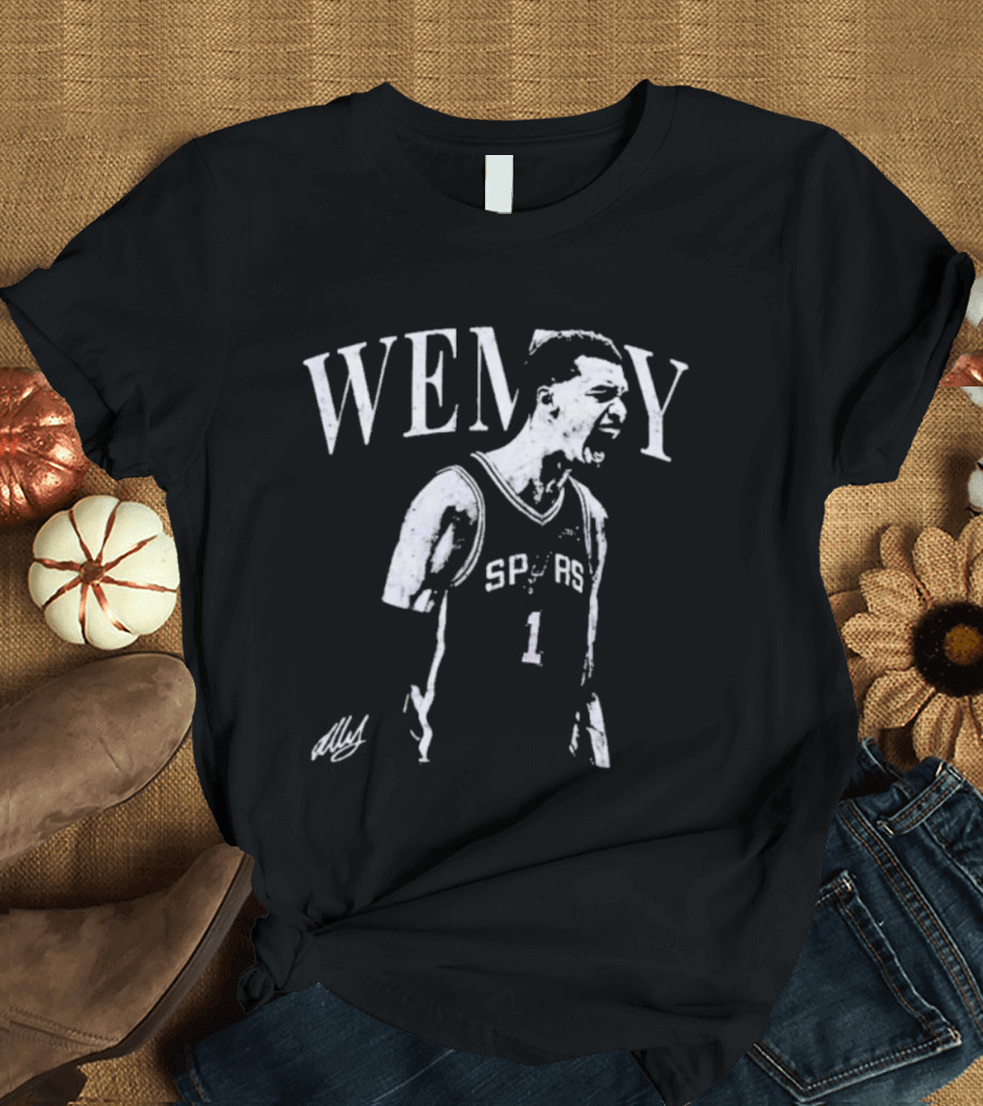Wemby Spurs Rookie Yell Monochrome Spurs Basketball Player Wemby Energy T-Shirt
