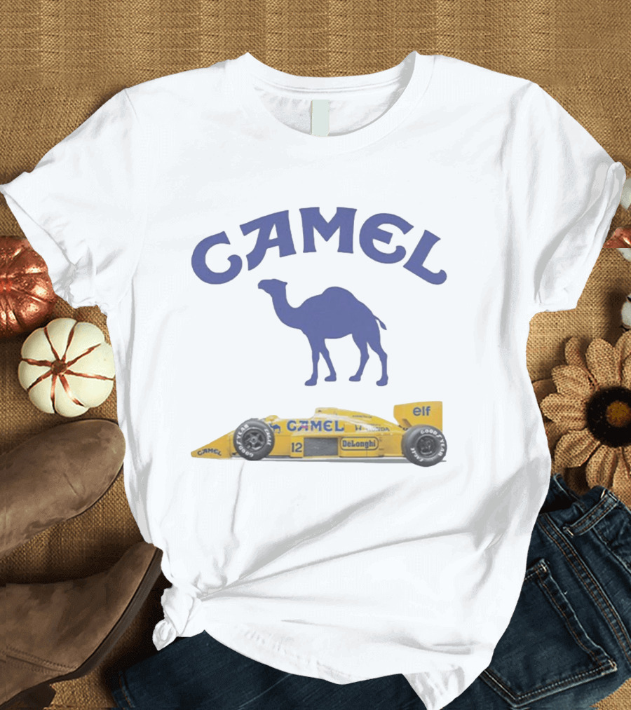 Camel F1 Racing Car With Camel Logo And Elf Branding T-Shirt