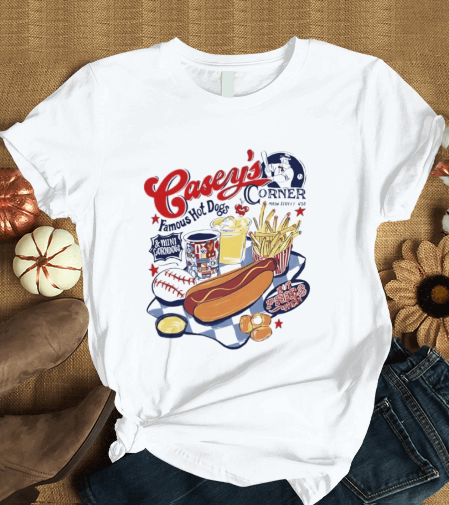 Casey's Corner Famous Hot Dogs Main Street USA Baseball Player Snacks T-Shirt