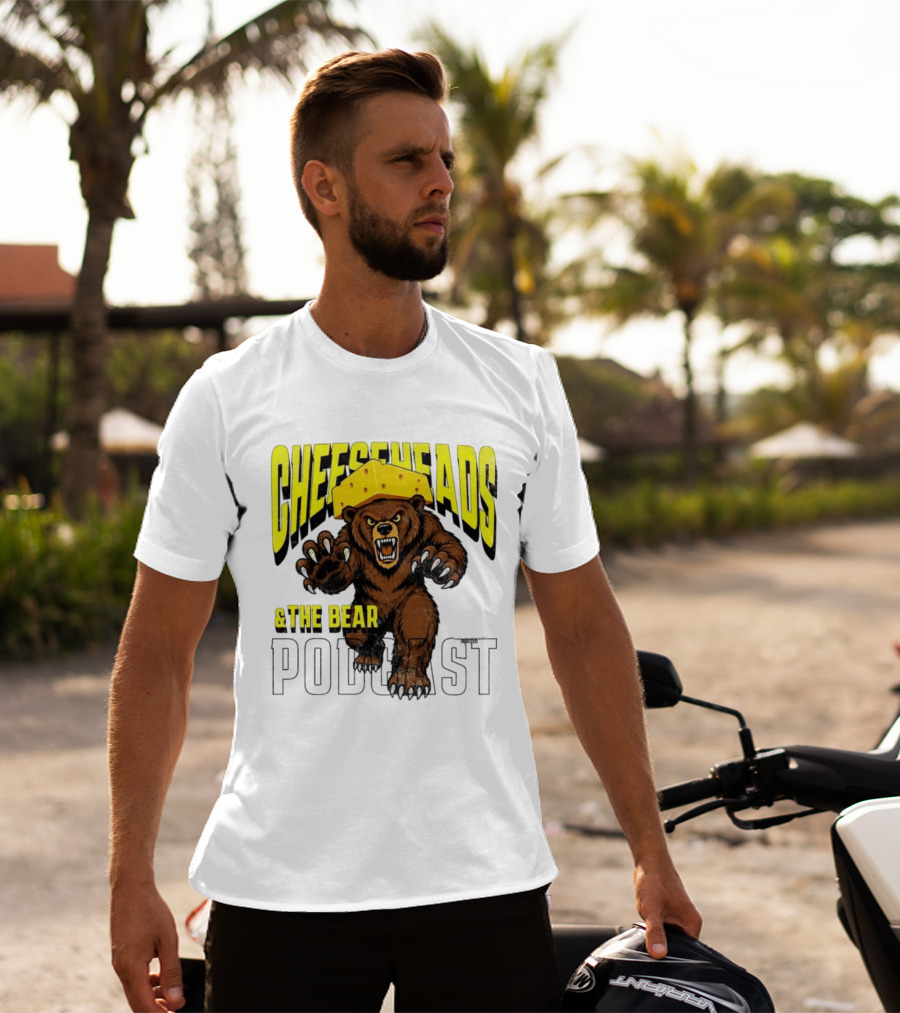 Cheeseheads And The Bear Podcast Bold Cheese Hat Grizzly T-Shirt