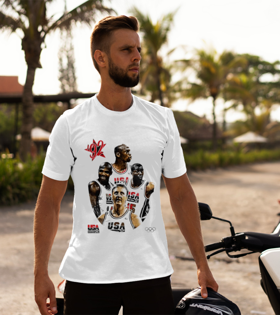 Jordan Charles Barkley Magic Johnson Larry Bird 1992 USA Basketball Dream Team T-Shirt
