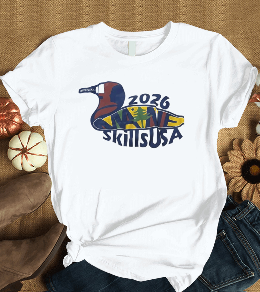 Maine 2026 SkillsUSA Loon Silhouette With State Flag T-Shirt