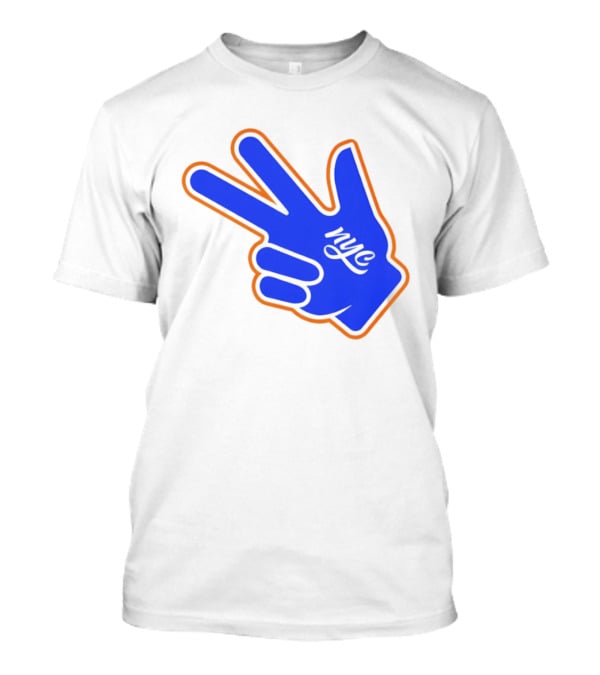 New York Knicks NYC Basketball Peace Sign Three Pointer T-Shirt