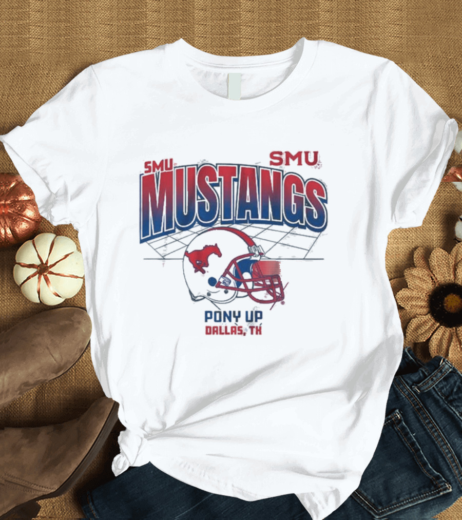 SMU Mustangs Pony Up Dallas Texas Football Helmet T-Shirt