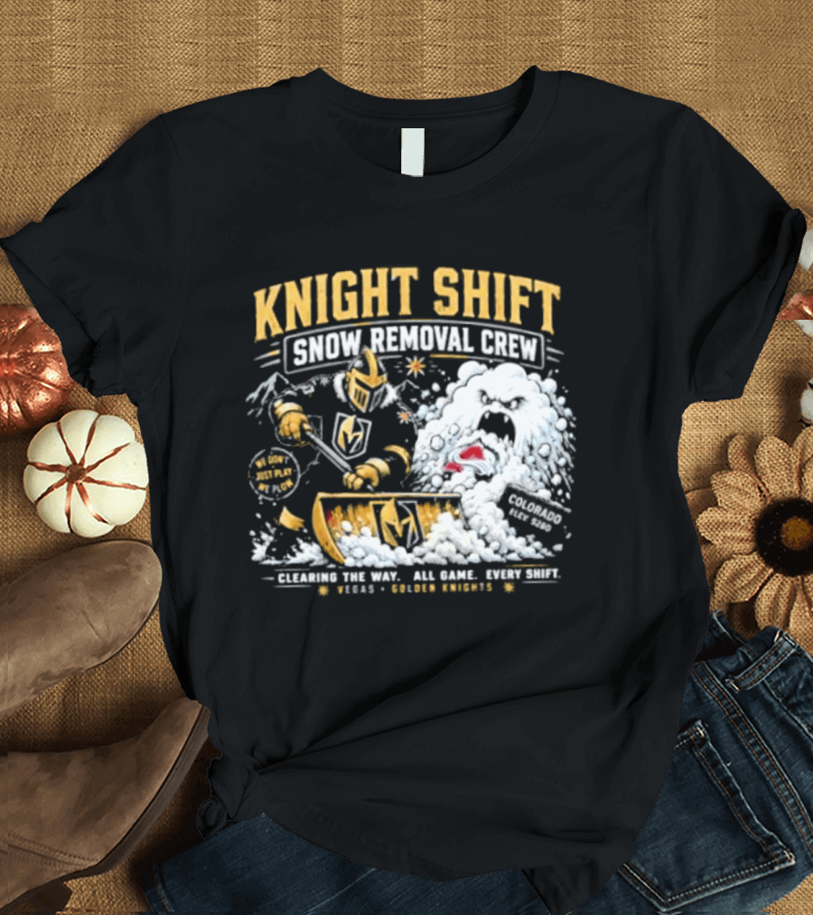 Vegas Golden Knights Knight Shift Snow Removal Crew Vs Colorado Avalanche Snow Battle T-Shirt