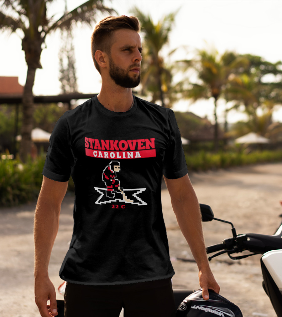 Logan Stankoven Carolina Hurricanes 22C Pixel Hockey T-Shirt