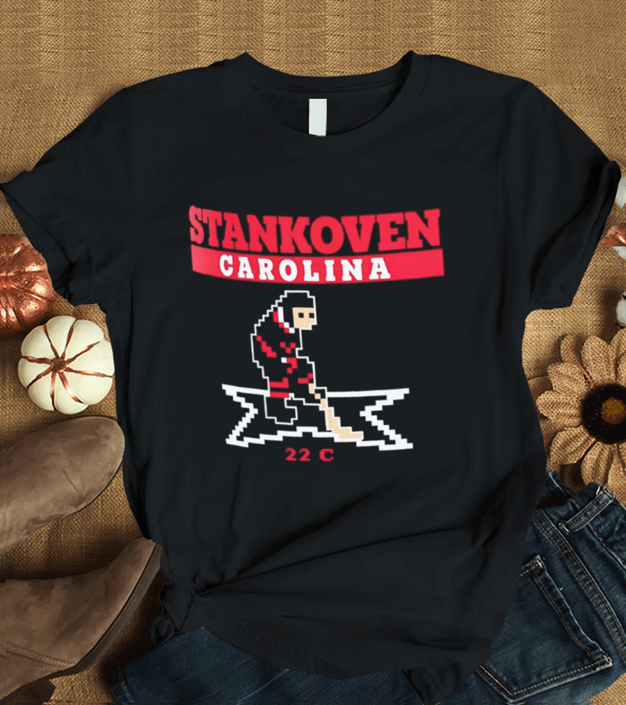 Logan Stankoven Carolina Hurricanes 22C Pixel Hockey T-Shirt