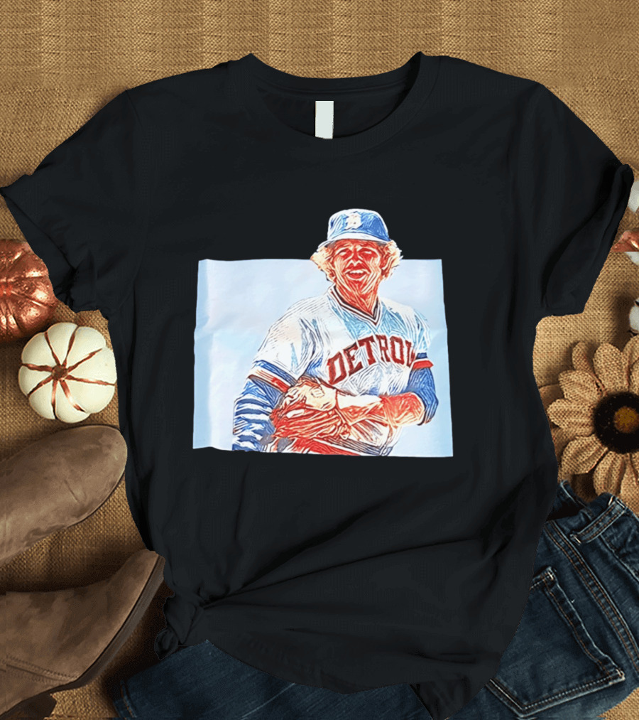 Detroit Tigers Mark Fidrych Vintage Baseball T-Shirt