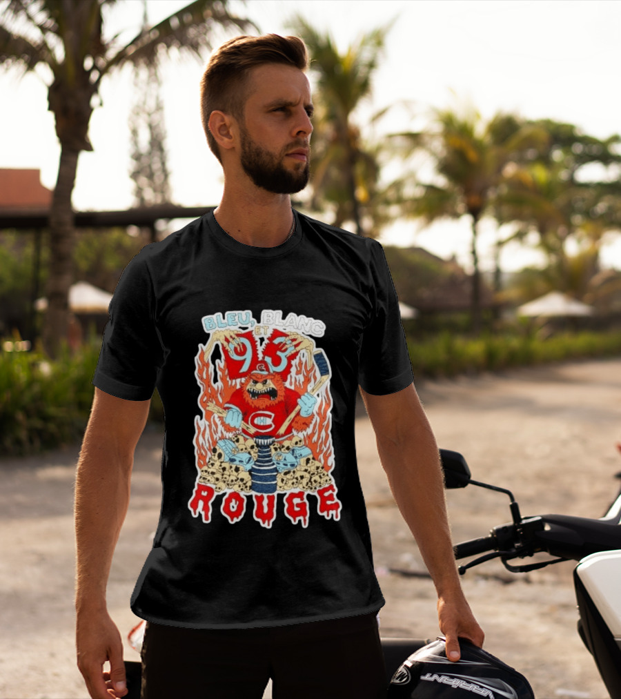 Bleu Blanc Et Rouge 93 Canadiens Hockey Monster T-Shirt