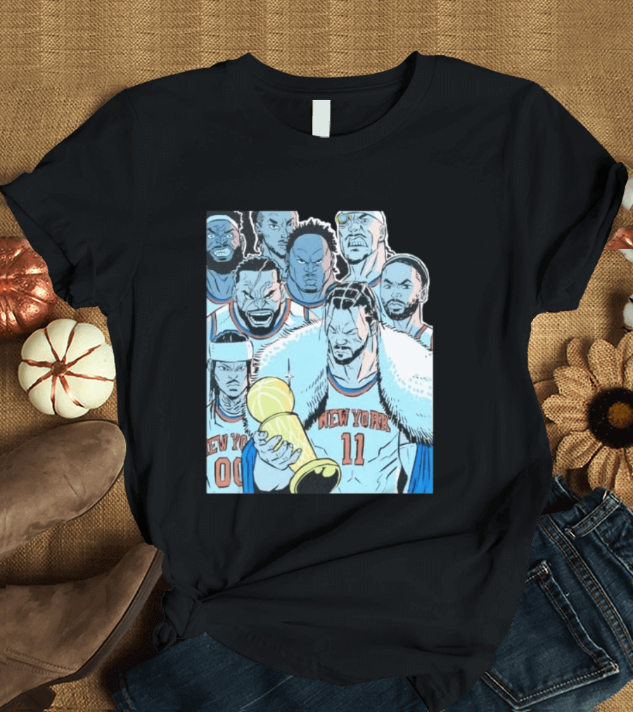 New York Knicks 2026 Invincible Indefensible Trophy Comic Style Basketball Team T-Shirt