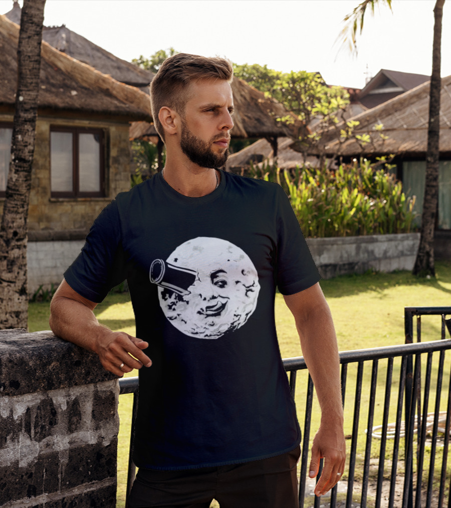 A Creamy Trip To The Moon Face Icon Rocket Classic Vintage Movie Scene T-Shirt