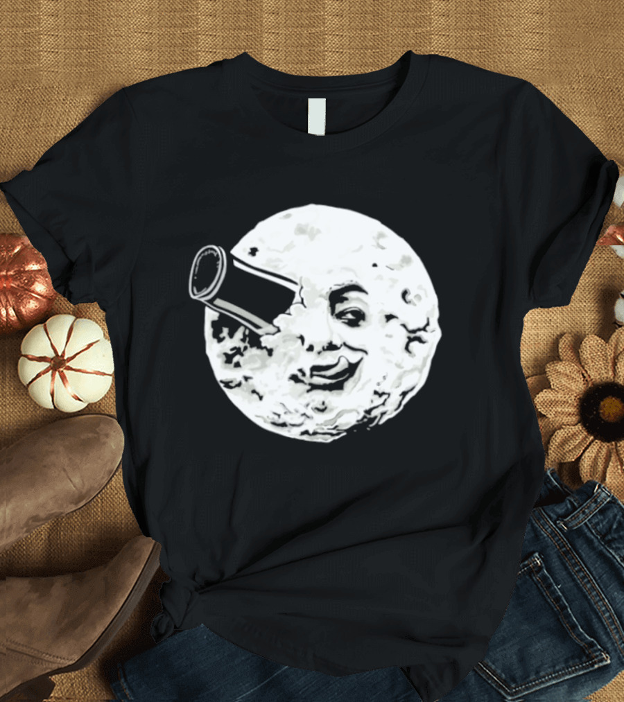 A Creamy Trip To The Moon Face Icon Rocket Classic Vintage Movie Scene T-Shirt