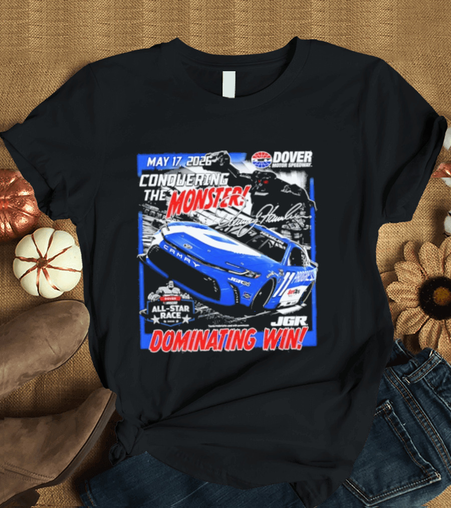 Denny Hamlin May 17 All Star Monster Dominating Win NASCAR Race Autographed T-Shirt