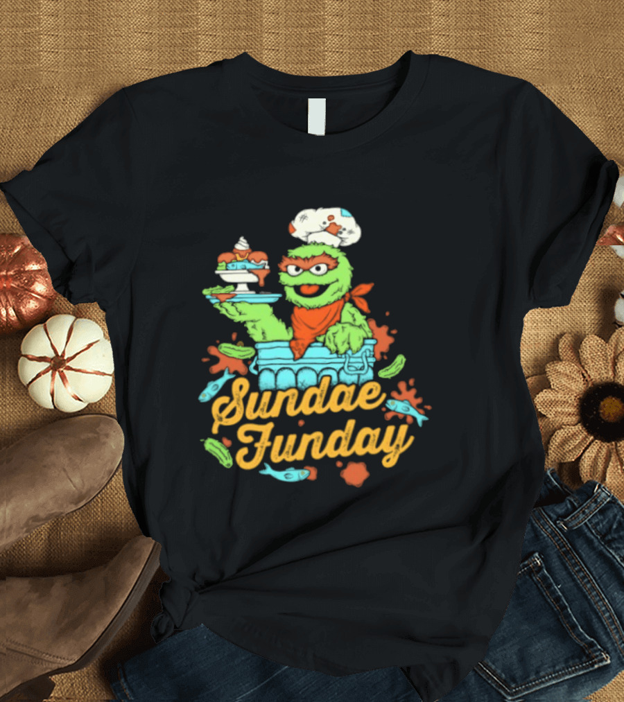 Oscar The Grouch Sundae Funday Chef Hat Dessert Landfill T-Shirt