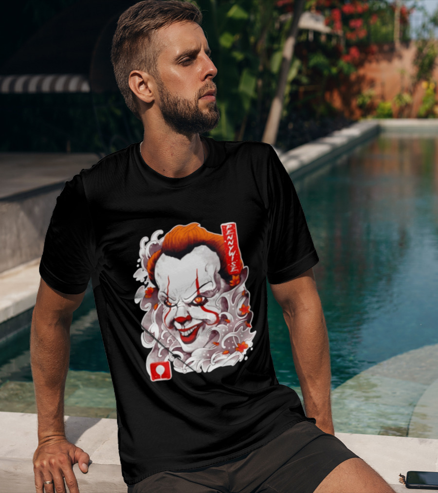 Pennywise Creepy Clown Big Head Horror It Movie Iconic Scary Face Balloon T-Shirt