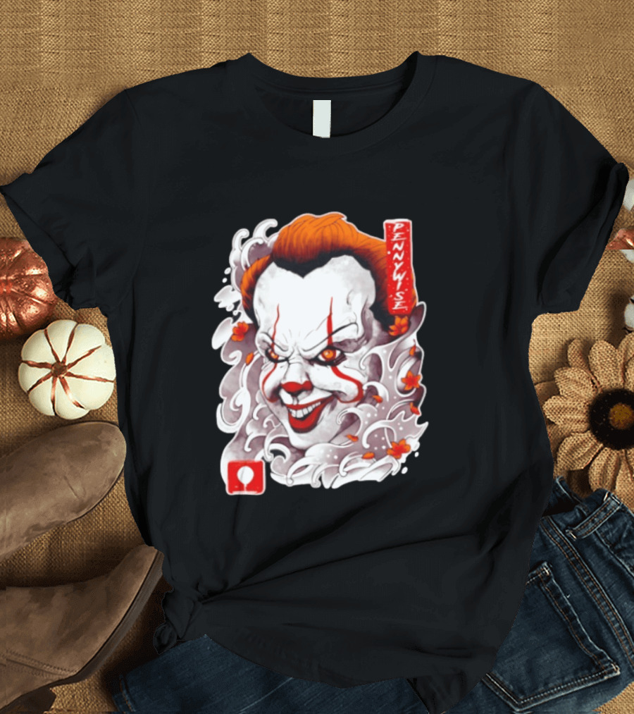 Pennywise Creepy Clown Big Head Horror It Movie Iconic Scary Face Balloon T-Shirt