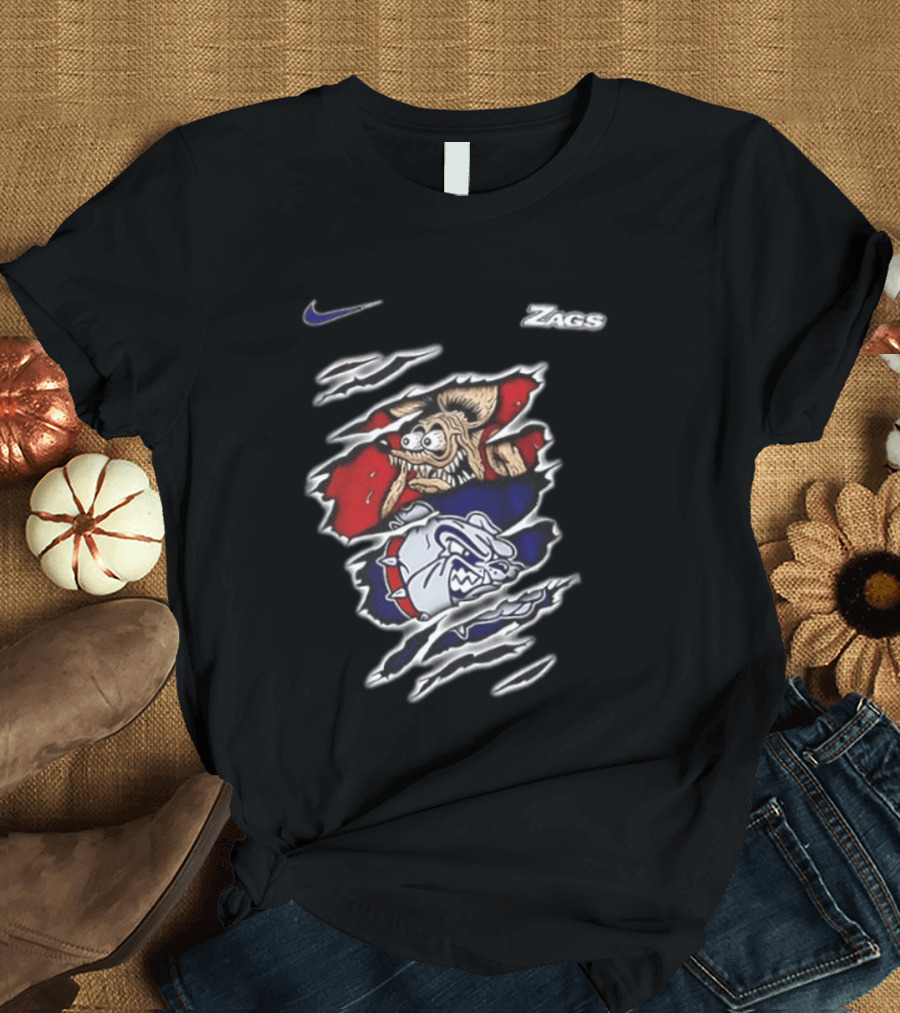 Gonzaga Bulldogs Rat Fink Nike Zags Built Not To Bow T-Shirt