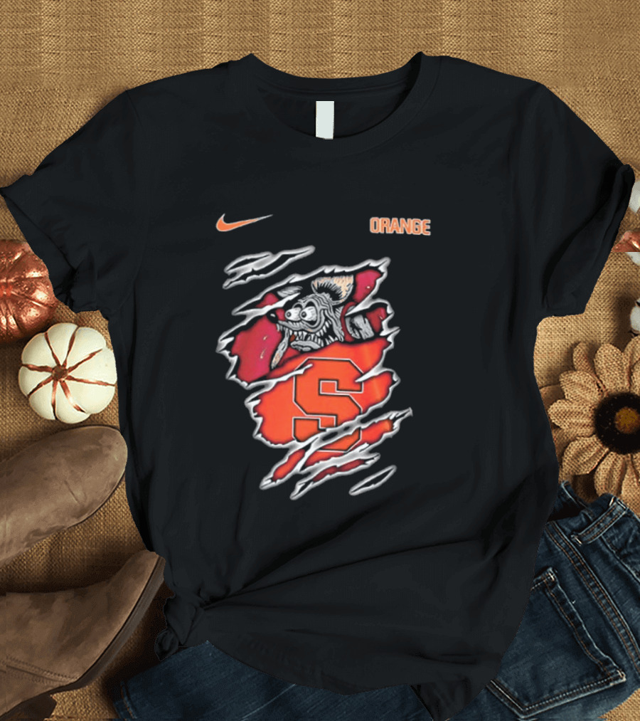 Nike Syracuse Orange S Logo Rat Fink Built To Not Bow T-Shirt