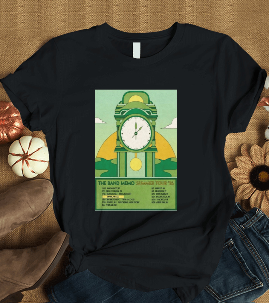 The Band Memo Summer Tour 2026 Amagansett King Of Prussia Boston Washington Missoula Portland Amherst Killington Woodstock Toronto Asbury Park T-Shirt