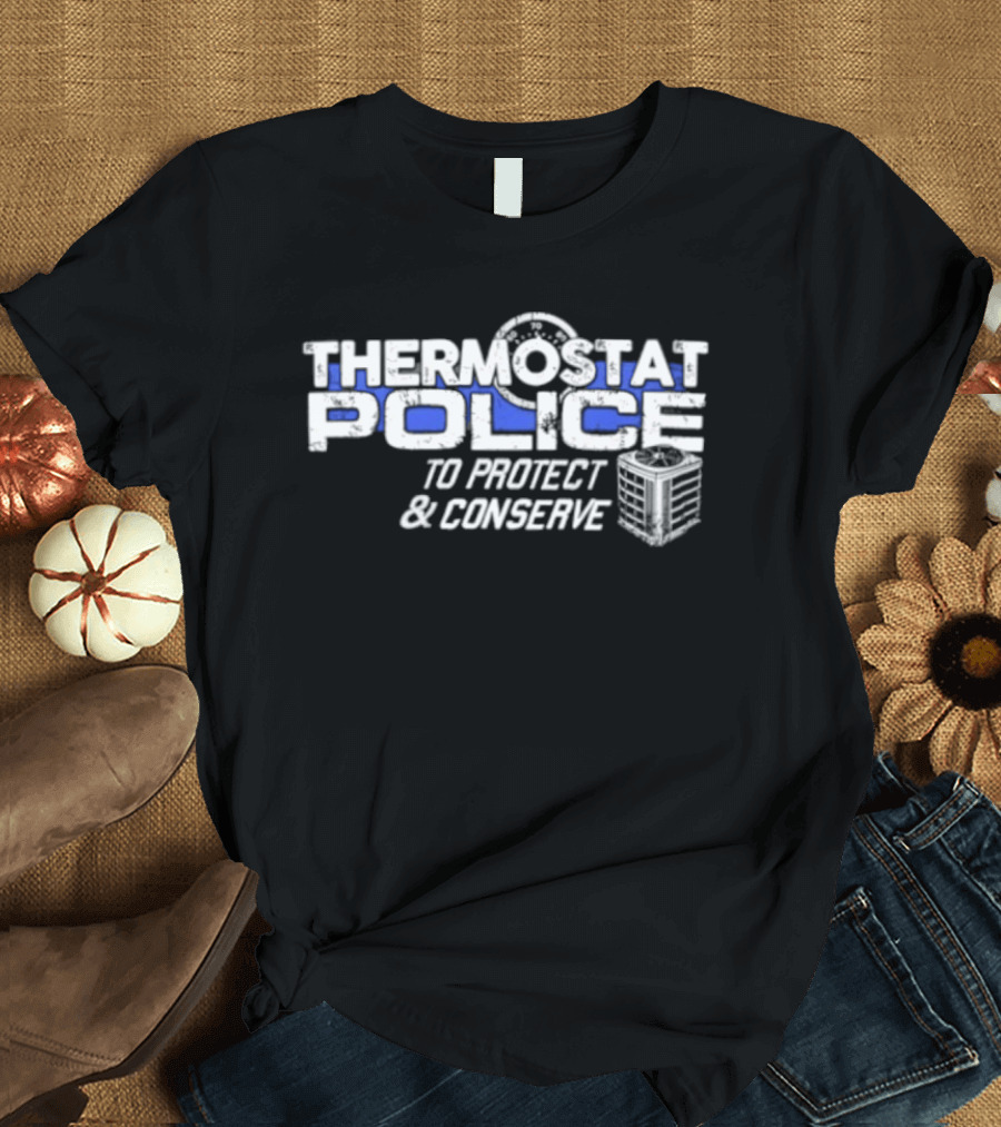 Thermostat Police To Protect And Conserve HVAC Humor T-Shirt