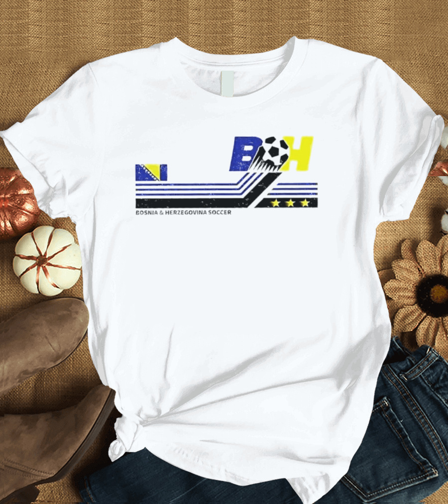 Bosnia Herzegovina Soccer BH Flag Three Stars Football T-Shirt
