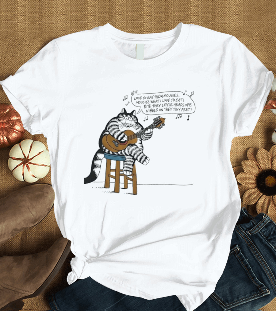 Cat Cartoon Love To Eat Them Mousies Bite Their Little Heads Off Melody T-Shirt