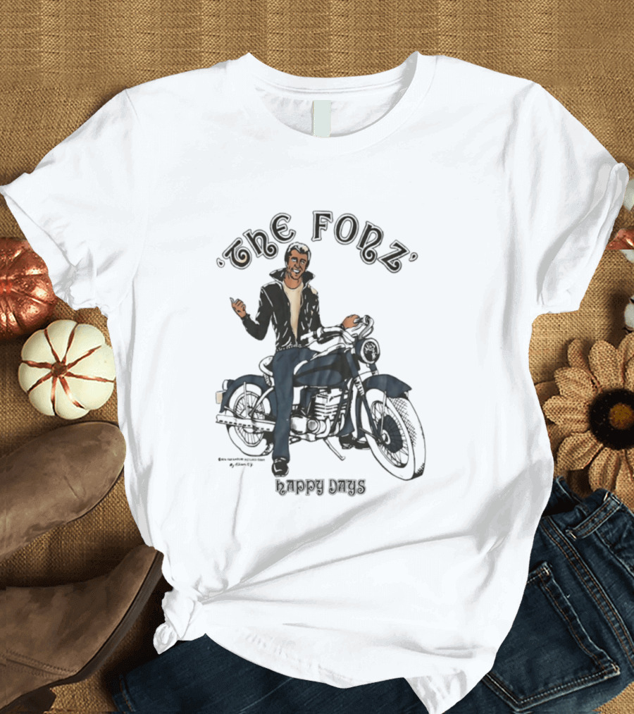 The Fonz Happy Days Motorcycle Coolness Retro 70s Vibes T-Shirt