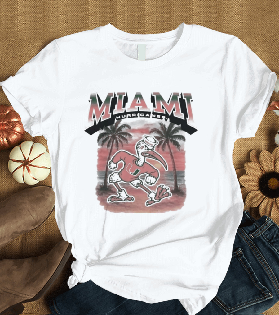 Miami Hurricanes NCAA Sebastian Fire Alarm Sunset Palms T-Shirt