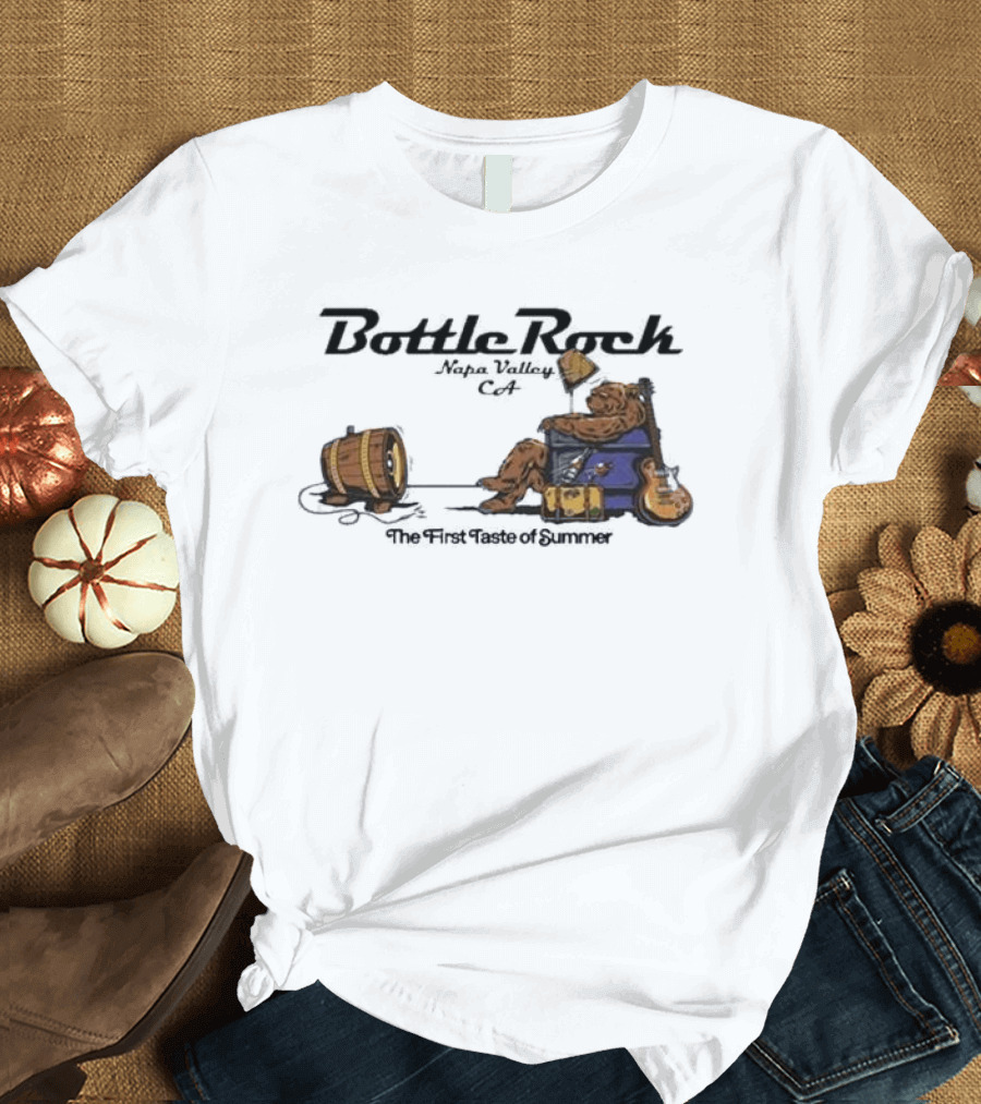 BottleRock Napa Valley 2026 Lineup Bear Relaxing With Guitar And Keg T-Shirt