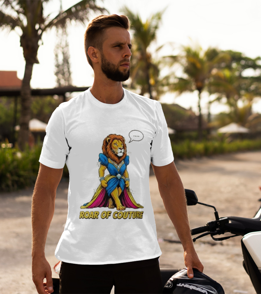 Roar Of Couture Elegant Lion In Royal Blue Gown T-Shirt