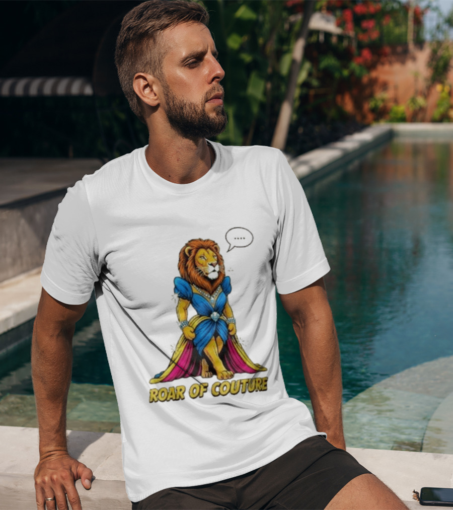 Roar Of Couture Elegant Lion In Royal Blue Gown T-Shirt