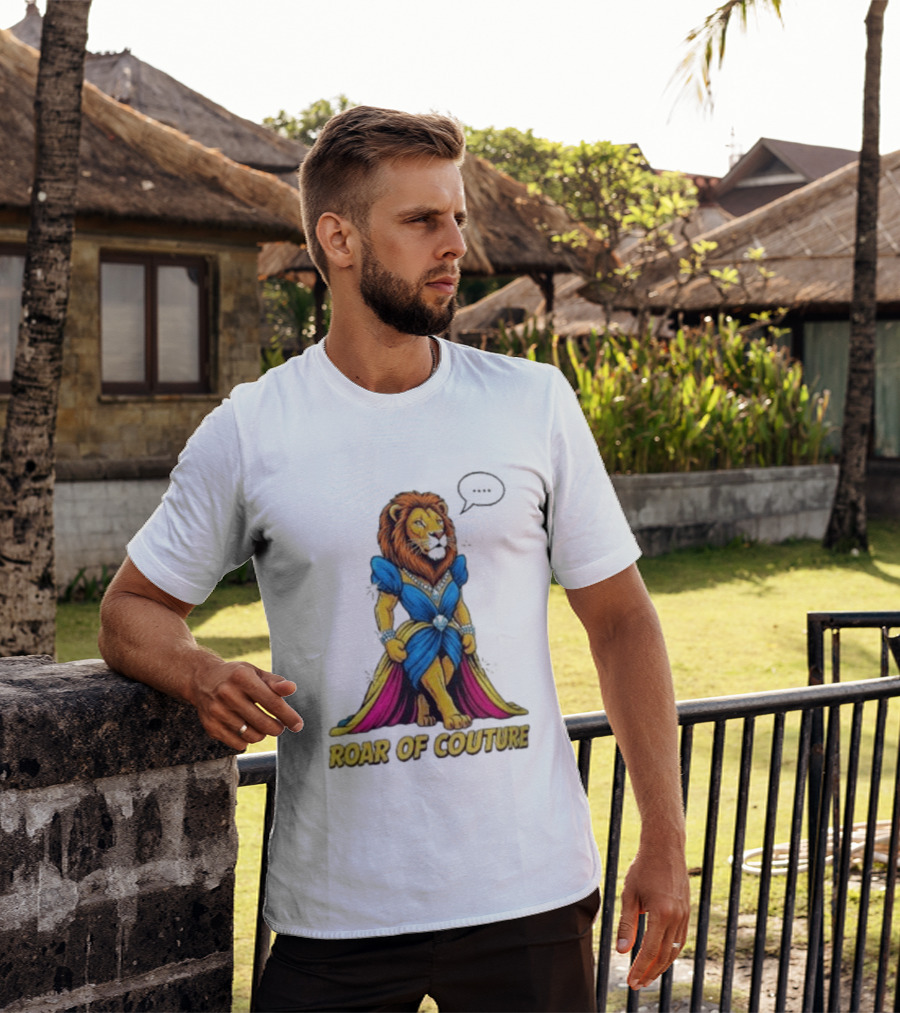 Roar Of Couture Elegant Lion In Royal Blue Gown T-Shirt