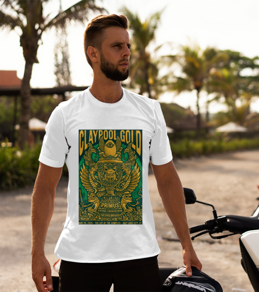 Claypool Gold Primus Salt Lake City UT 5 26 2026 The Complex Claypool Lennon Delirium Frog Brigade T-Shirt