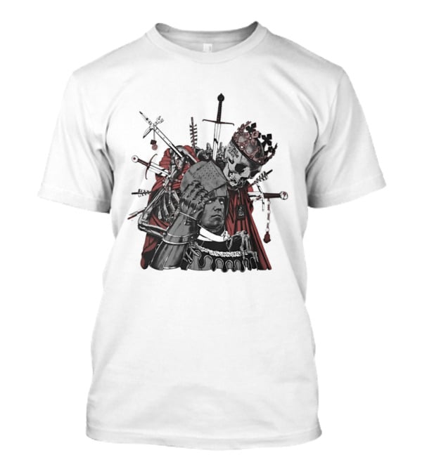 Memento Mori Skeleton King With Medieval Crown Swords And Halberd T-Shirt