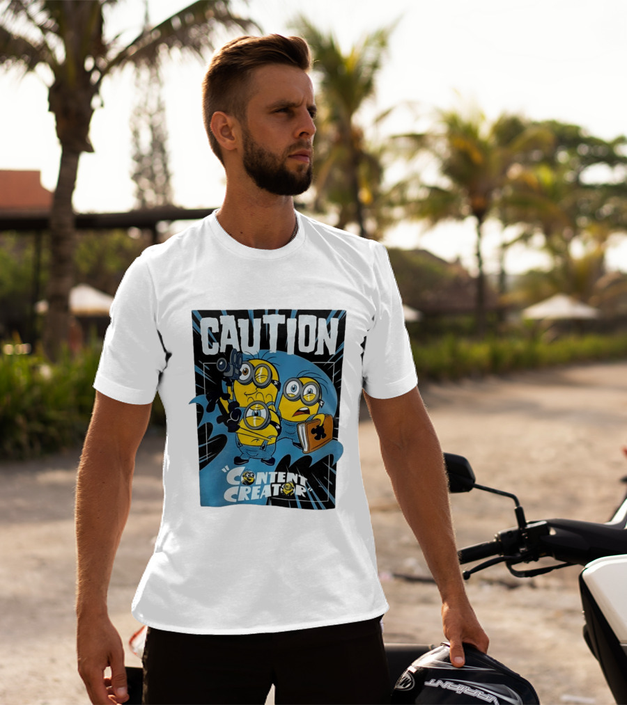 Caution Minions Content Creator Fun T-Shirt