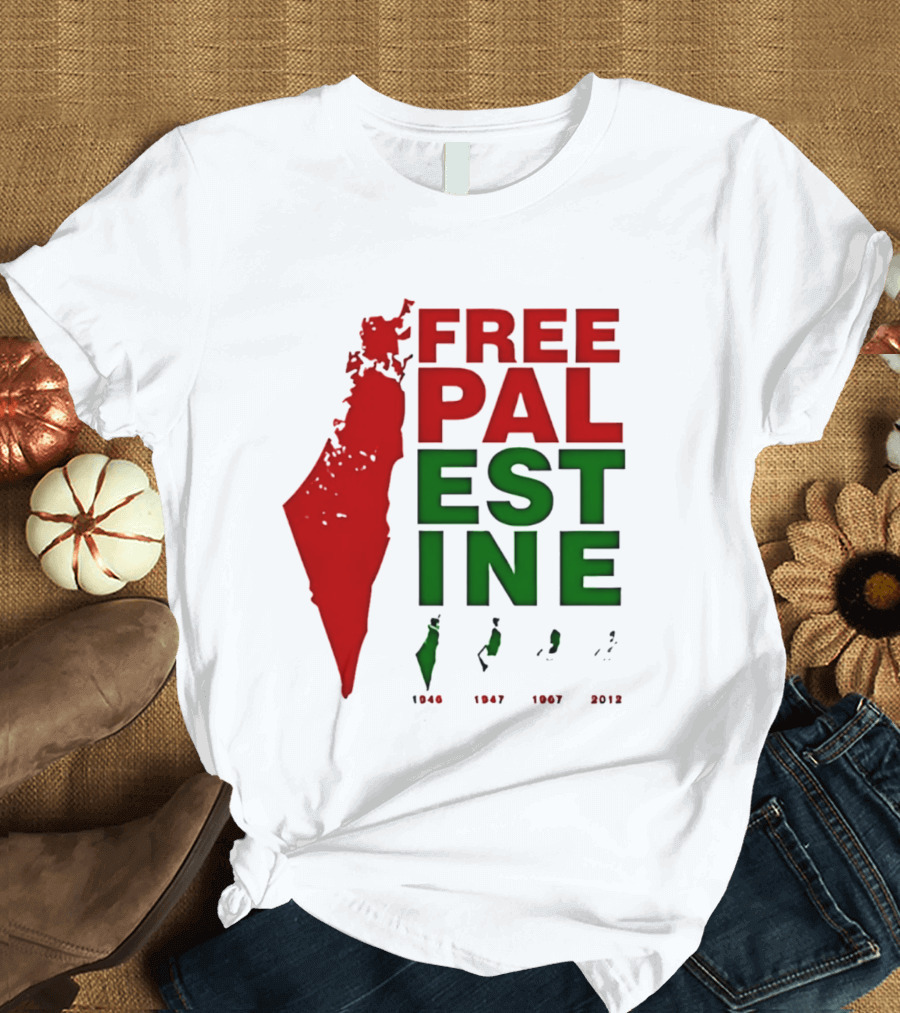 Free Palestine 1946 1947 1967 2012 Map T-Shirt