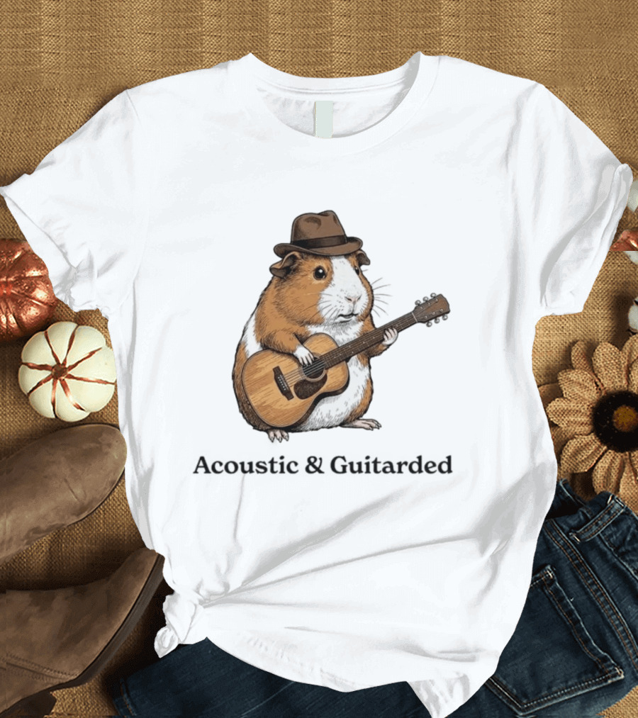Guinea Pig With Guitar And Hat Acoustic Guitarded T-Shirt