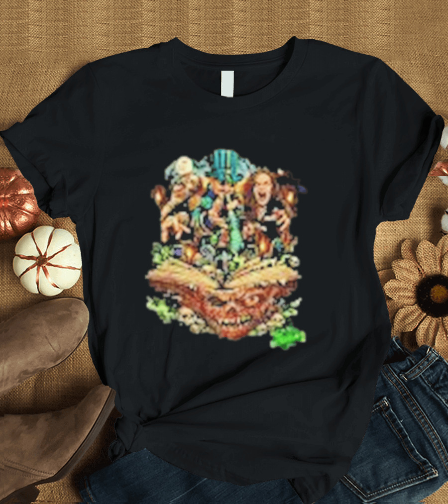 The Necronomicon Outbreak JCW Voodoo Graveyard Horror Skull Book T-Shirt
