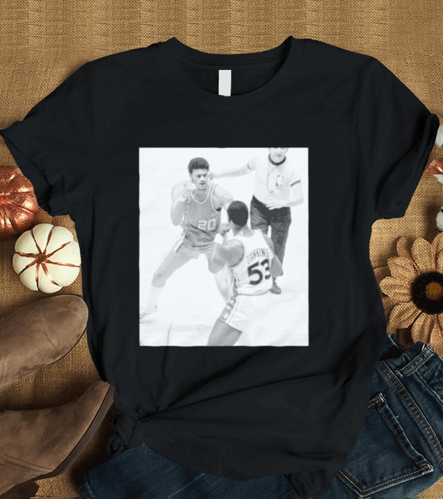 NBA Vintage Showdown Maurice Lucas Vs Darryl Dawkins Black White 20 53 T-Shirt