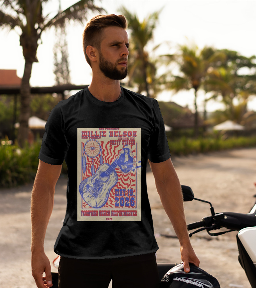 Willie Nelson Brett Stiesch Pompano Beach Amphitheater May 19 2026 T-Shirt