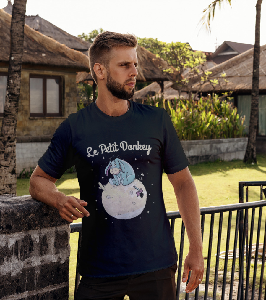 Le Petit Donkey Eeyore Sitting On Moon With Stars T-Shirt