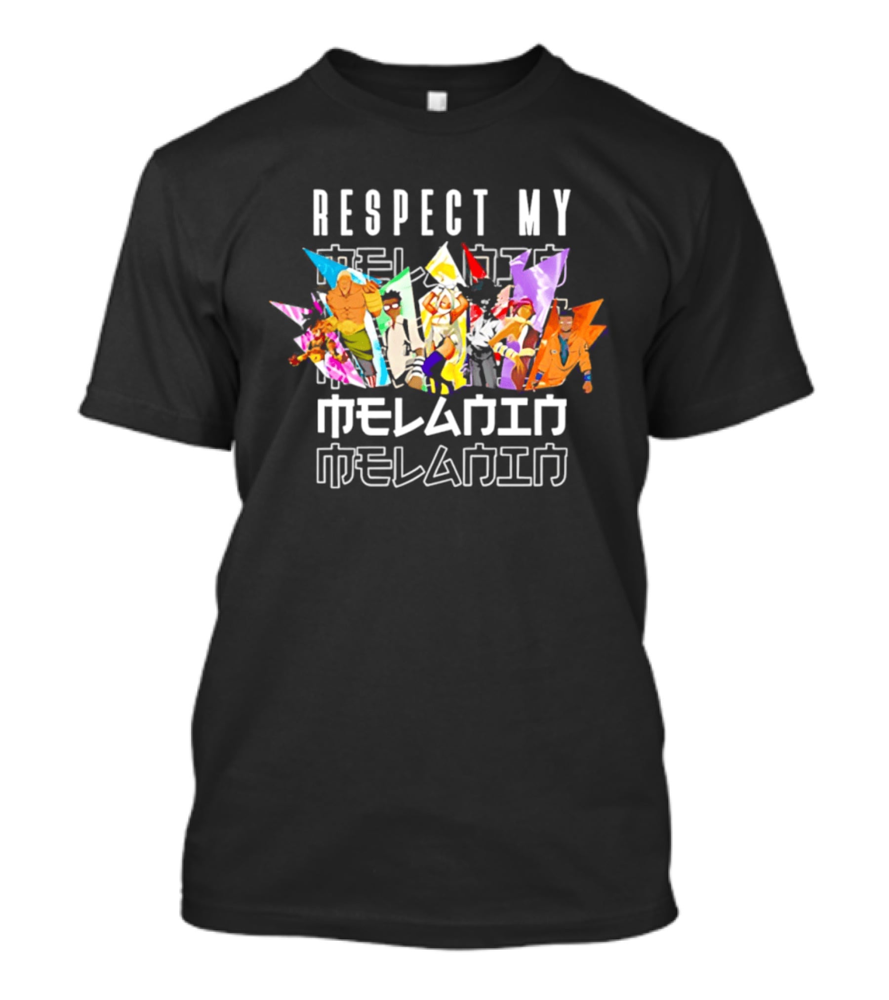 Respect My Melanin Anime Diverse Characters Ensemble T-Shirt