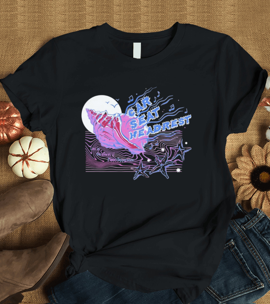Seashell Car Seat Headrest Lost On The Shores Of Planet Desperation 2026 Moon And Stars Ocean Vibes T-Shirt