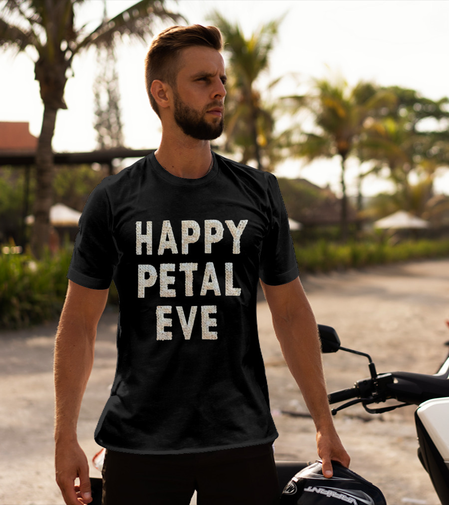 HAPPY PETAL EVE Rhinestone Lettering T-Shirt
